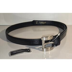 Vintage Gianni Versace Black Leather Belt Silver Buckle Size 100 40 NWT